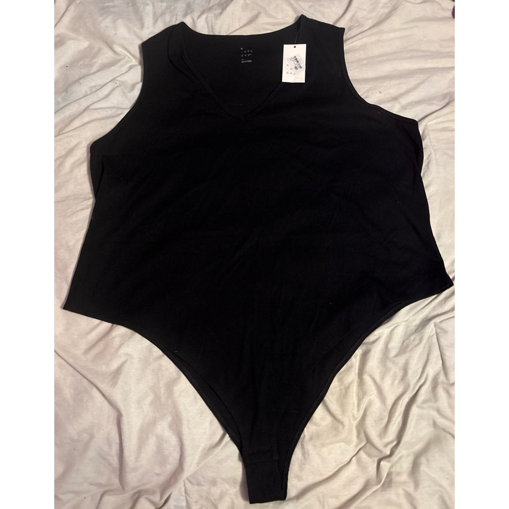 NEW A New Day Plus Size Black Ribbed Sleeveless V Neck Bodysuit, Size 4X